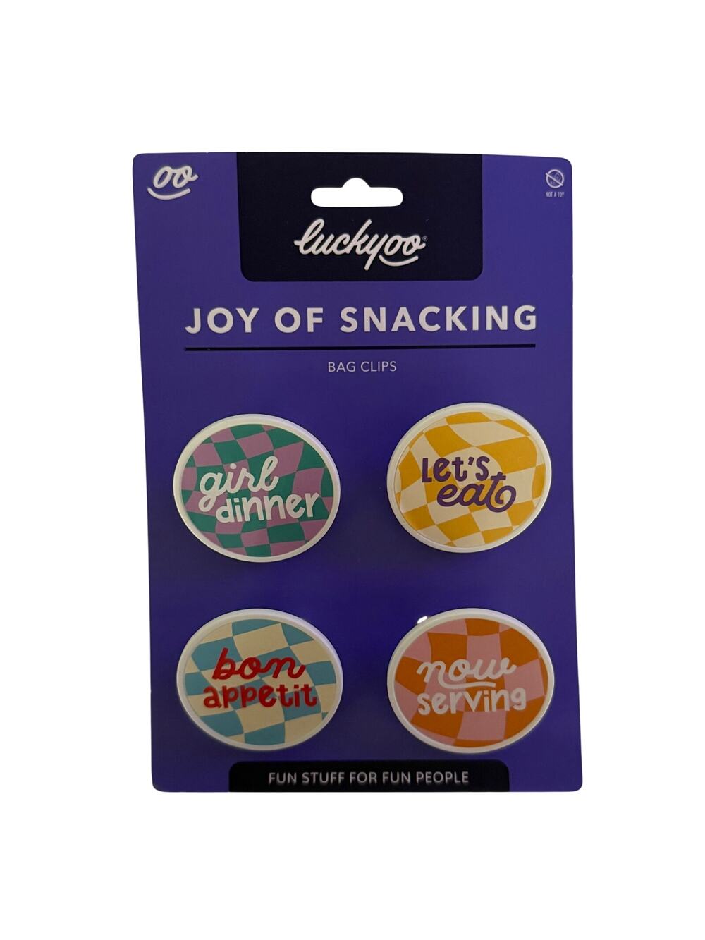 Luckyoo Joy of Snacking 4p Bag Clips NEW